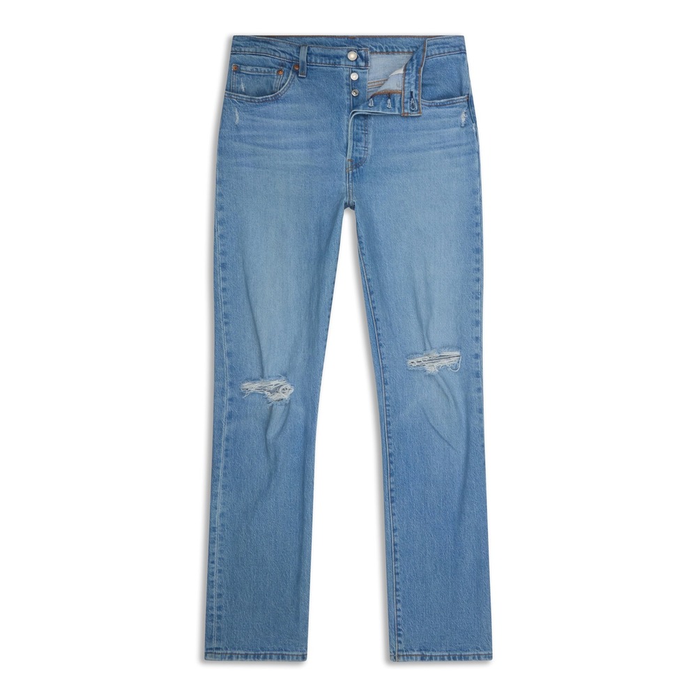 Levis 501 Original Fit High Rise Straight Leg Distressed Jeans Blue 27x32